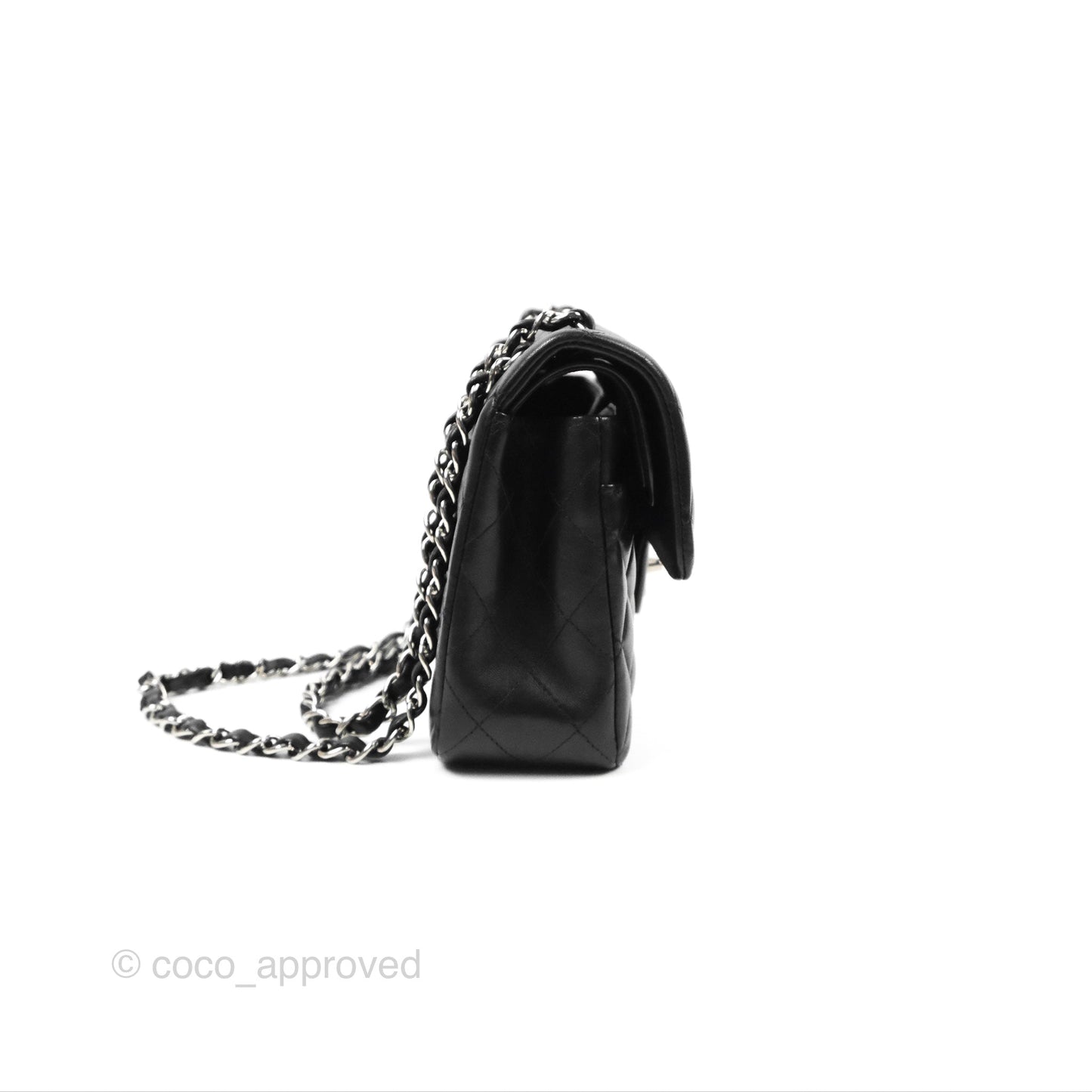 Chanel Small Classic Quilted Flap Black Lambskin Silver Hardware