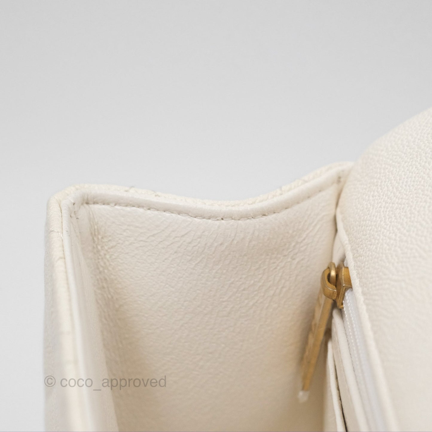 Chanel Top Handle Mini Rectangular Flap Bag Ivory White Caviar Aged Gold Hardware