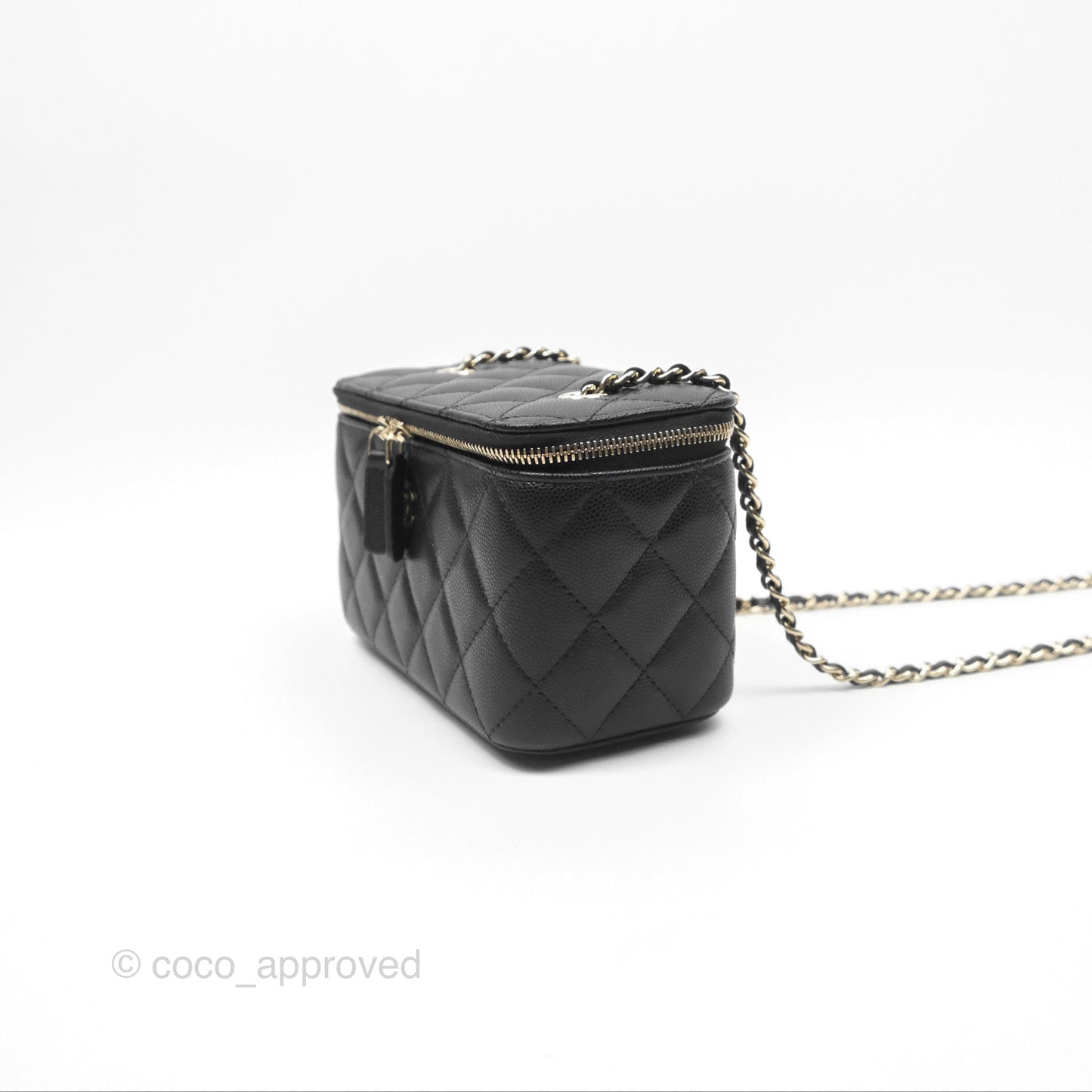 Chanel Vanity Rectangular With Chain Black Caviar Gold Hardware