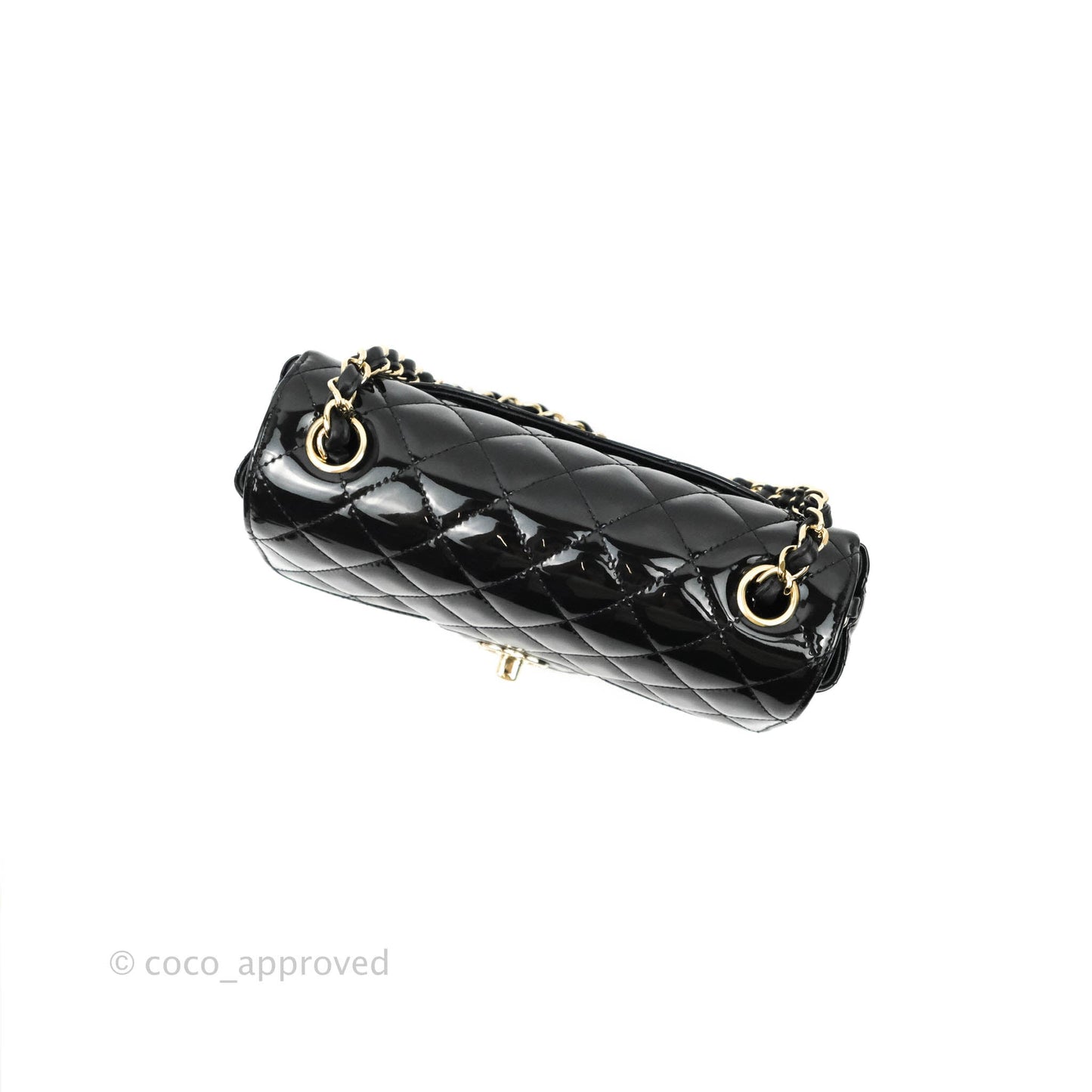 Chanel Quilted Mini Rectangular Black Patent Gold Hardware