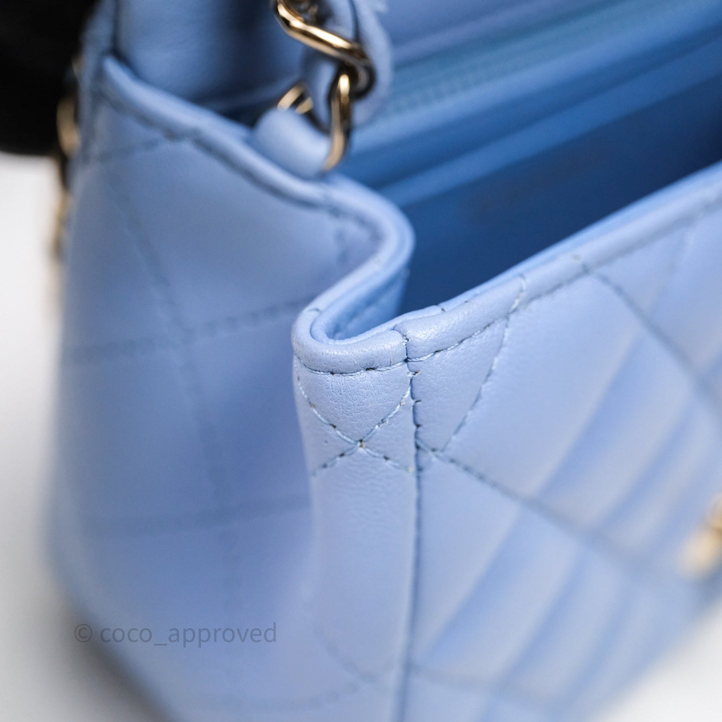 Chanel Mini Square Quilted Sky Blue Lambskin Gold Hardware