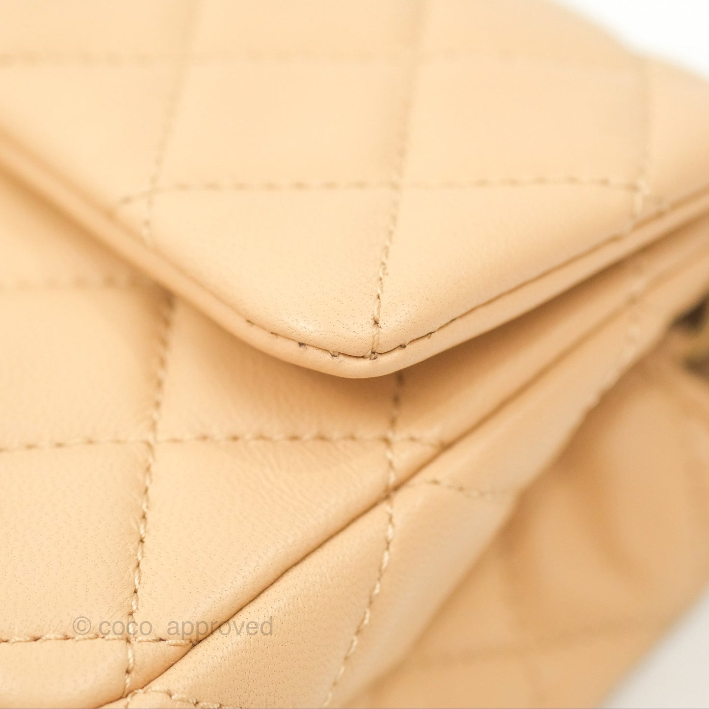 Chanel Pearl Crush Mini Rectangular Beige Lambskin Aged Gold Hardware