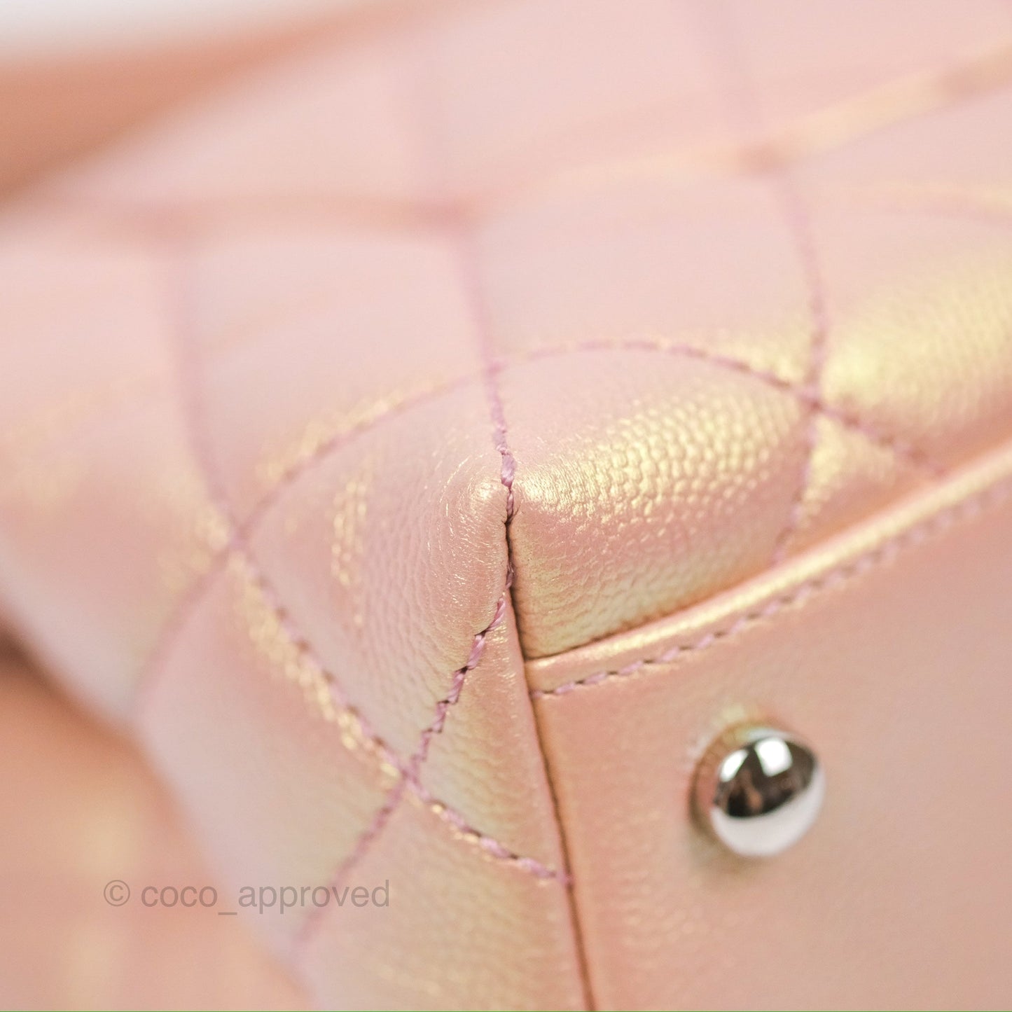 Chanel Small Quilted Coco Handle Iridescent Pink Caviar Rainbow Hardware