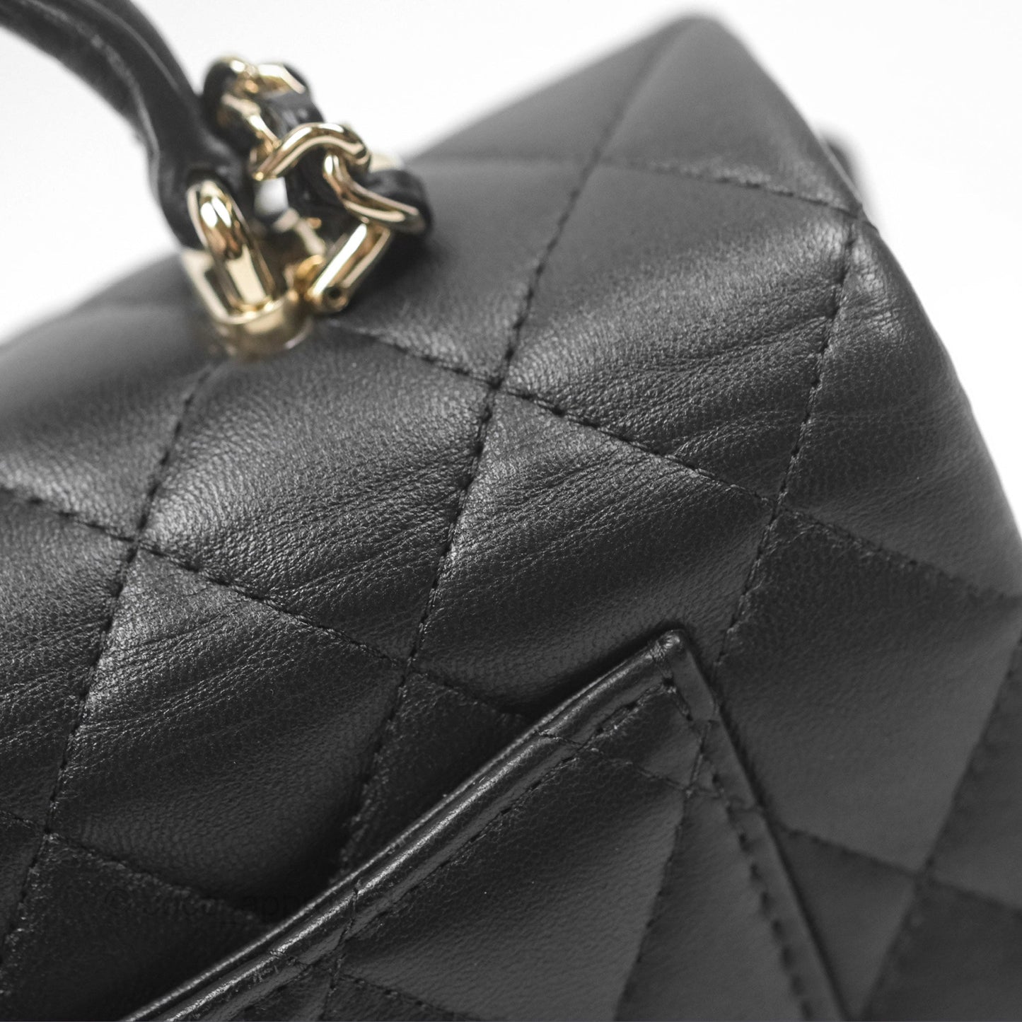 Chanel Top Handle Mini Rectangular Flap Black Lambskin Gold Hardware