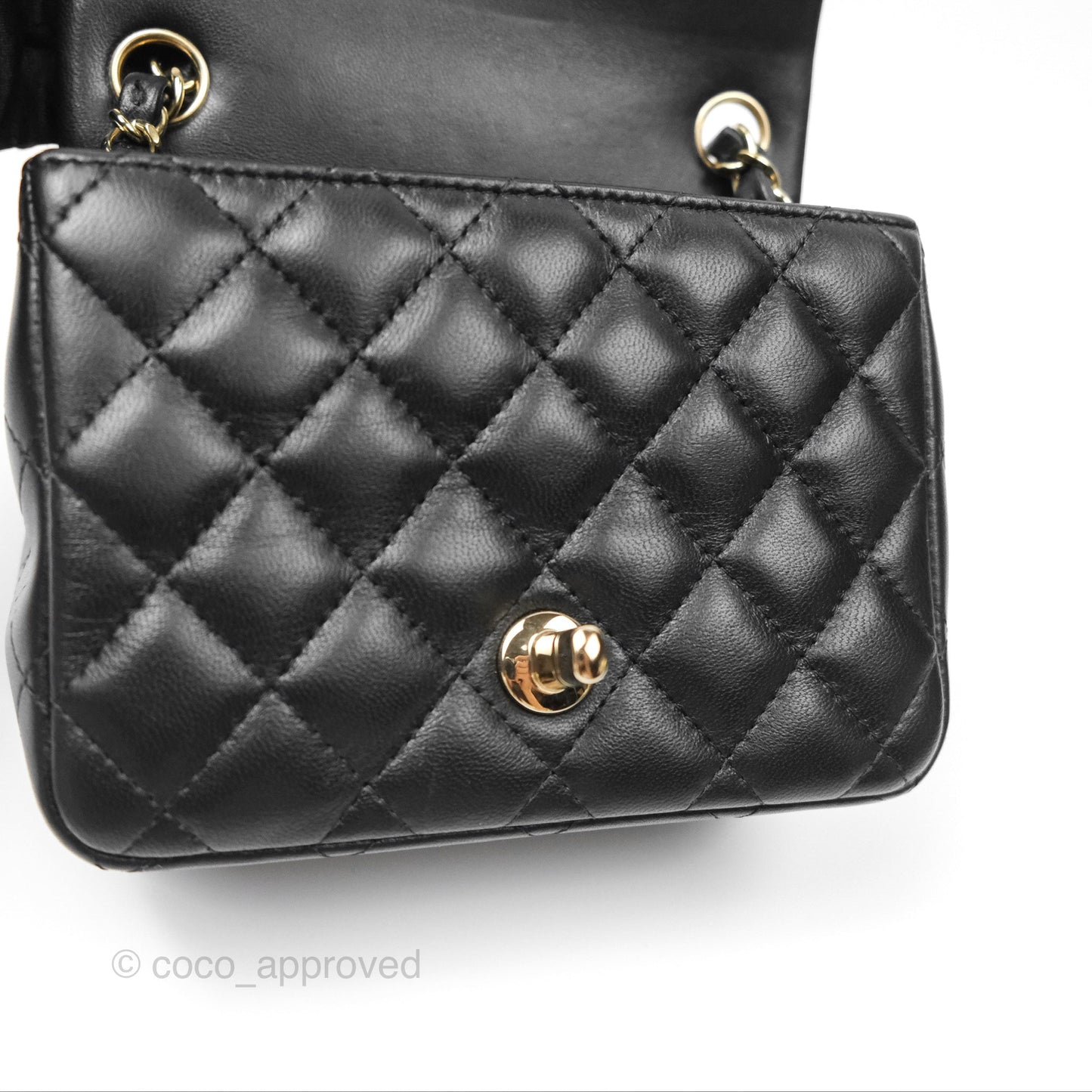 Chanel Mini Square Flap Bag Quilted Black Lambskin Gold Hardware