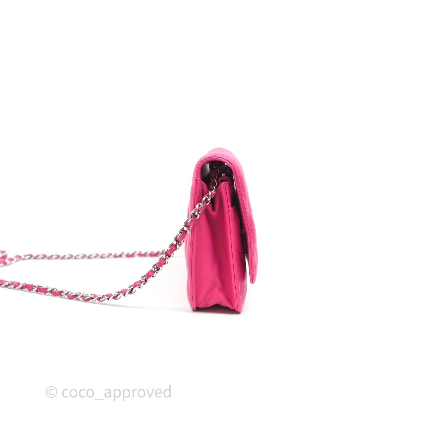 Chanel Quilted Wallet on Chain WOC Pink Lambskin Silver Hardware