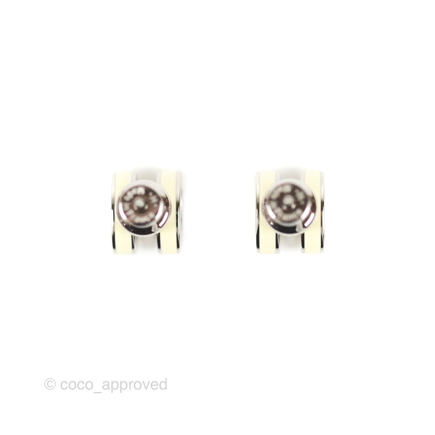 Hermès Mini Pop H Earrings Pale Yellow Silver Tone