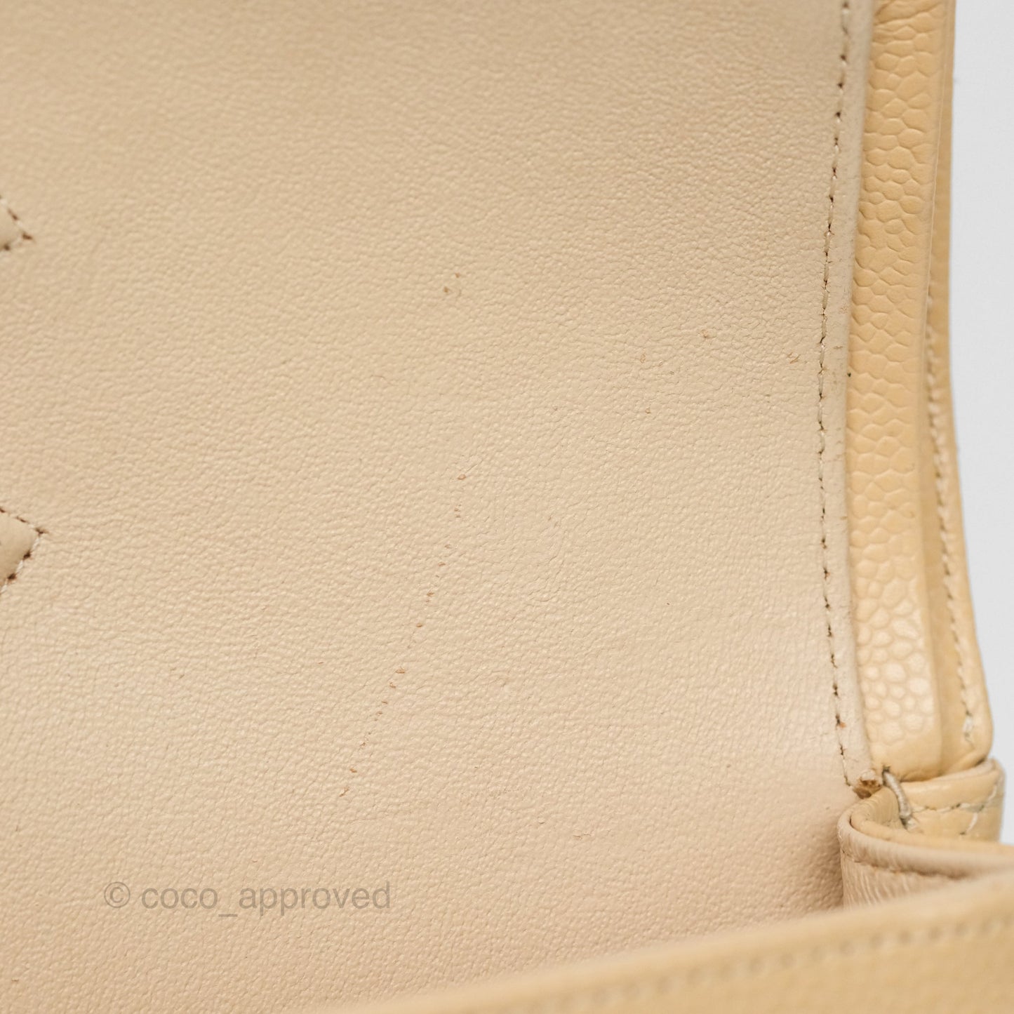 Chanel M/L Medium Classic Flap Quilted Beige Caviar Gold Hardware