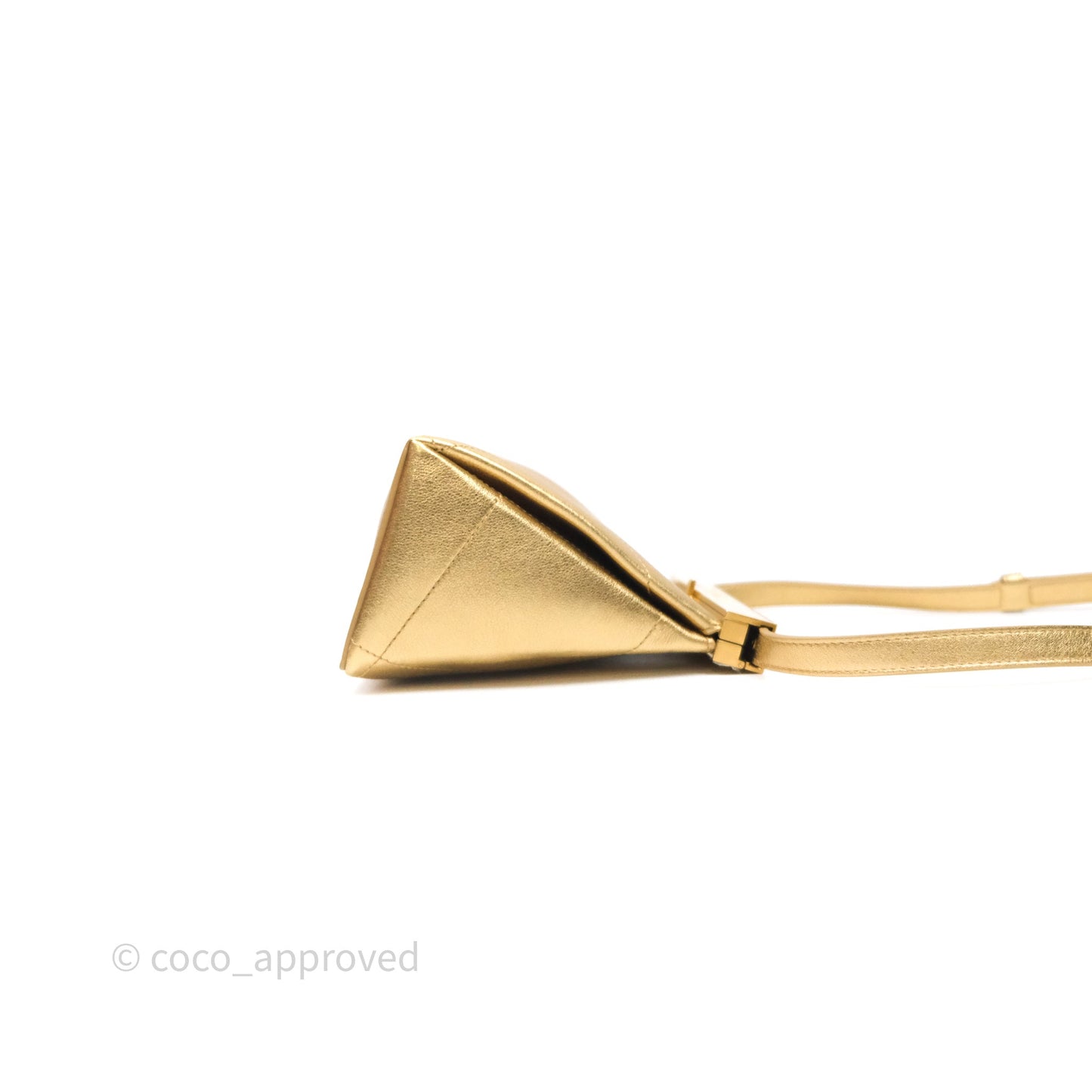 Chanel Calfskin Kiss Lock Frame Gold Bag
