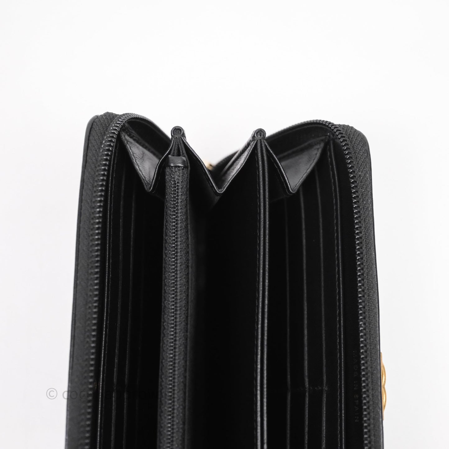 Chanel Boy Zip Long Wallet Black Lambskin Gold Hardware