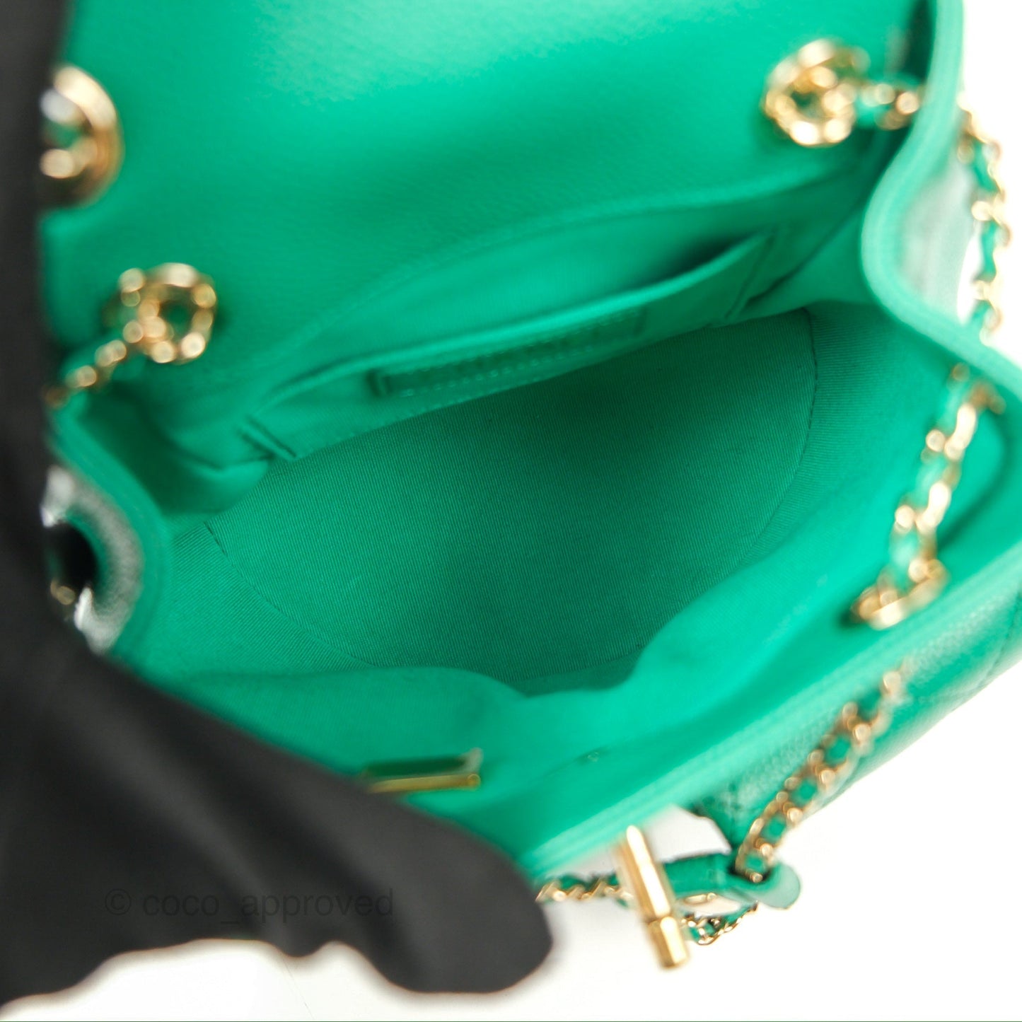Chanel Duma Backpack Small Green Caviar Gold Hardware 23P