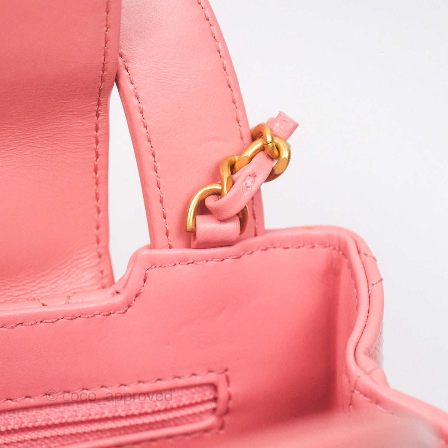 Chanel Kelly Bag Quilted Pink Shiny Calfskin Aged Gold Hardware
