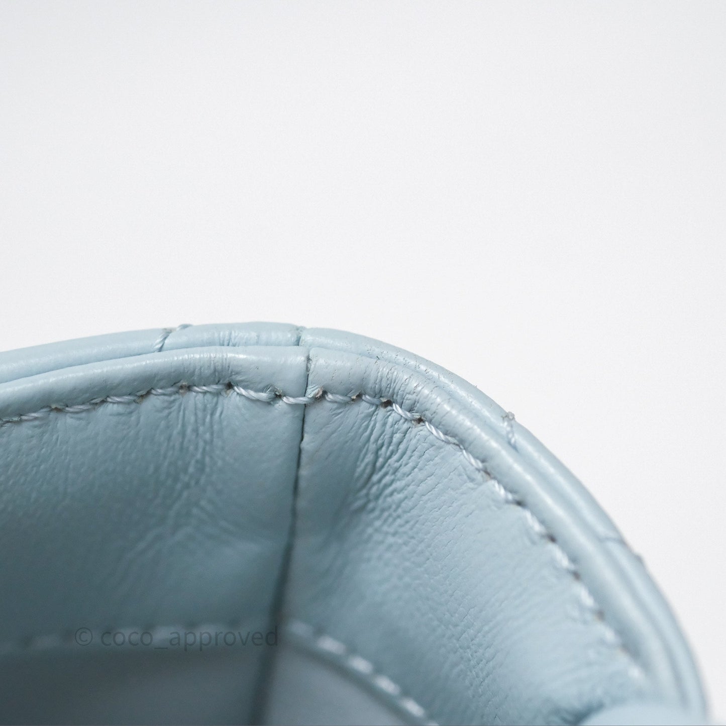 Chanel Quilted Enamel Pending CC Mini Square Flap Baby Blue Lambskin 22P