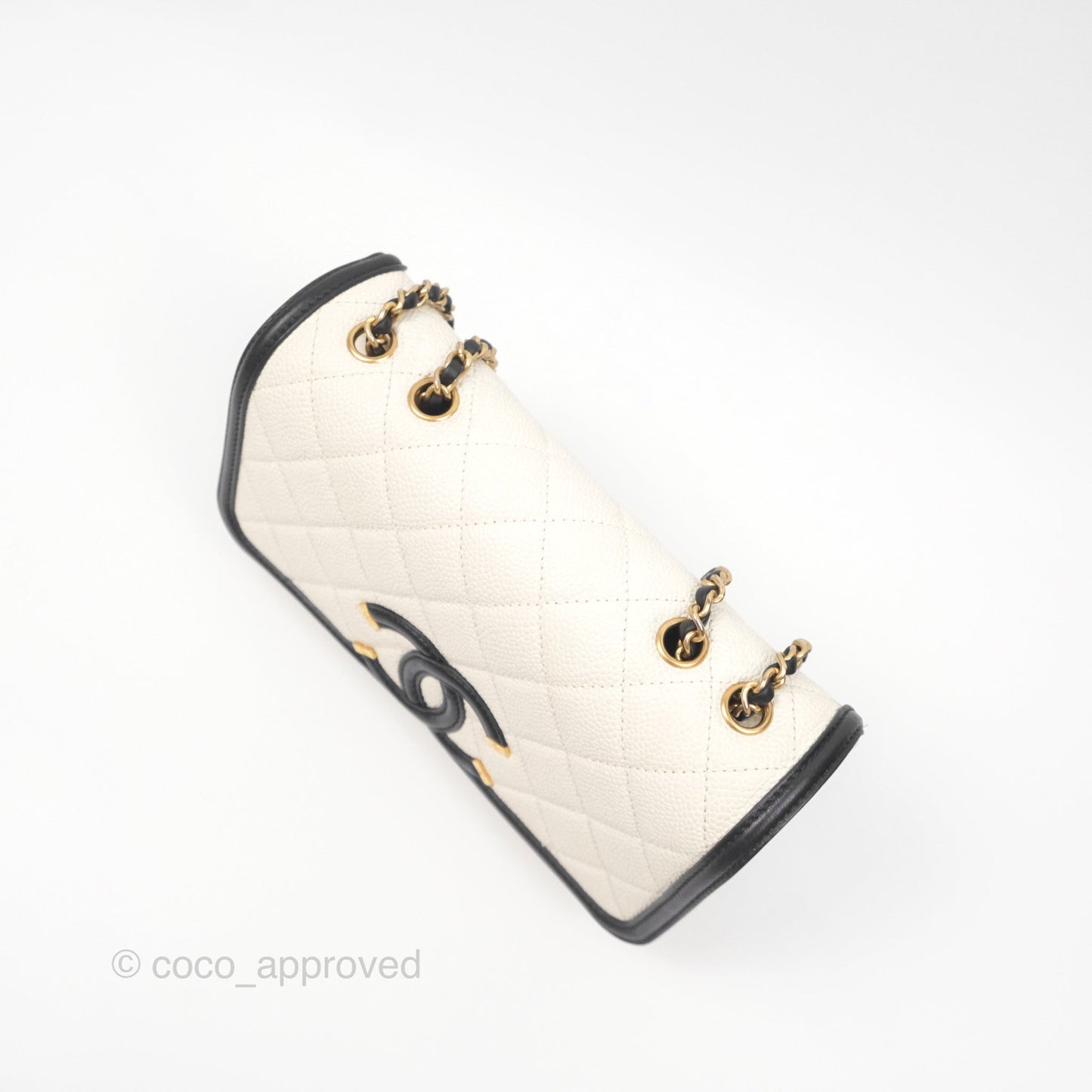 Chanel Small CC Filigree Flap Quilted Ivory Caviar