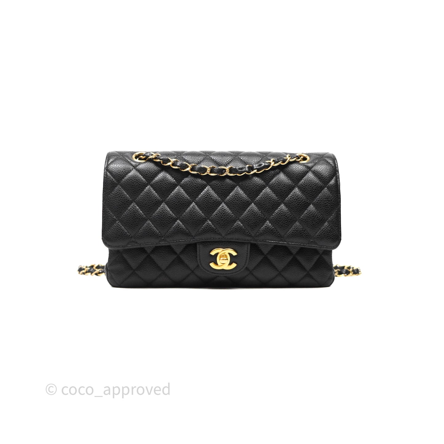 Chanel Classic M/L Medium Flap Quilted Black Caviar Gold Hardware