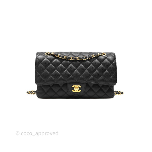 Chanel Classic M/L Medium Flap Quilted Black Caviar Gold Hardware