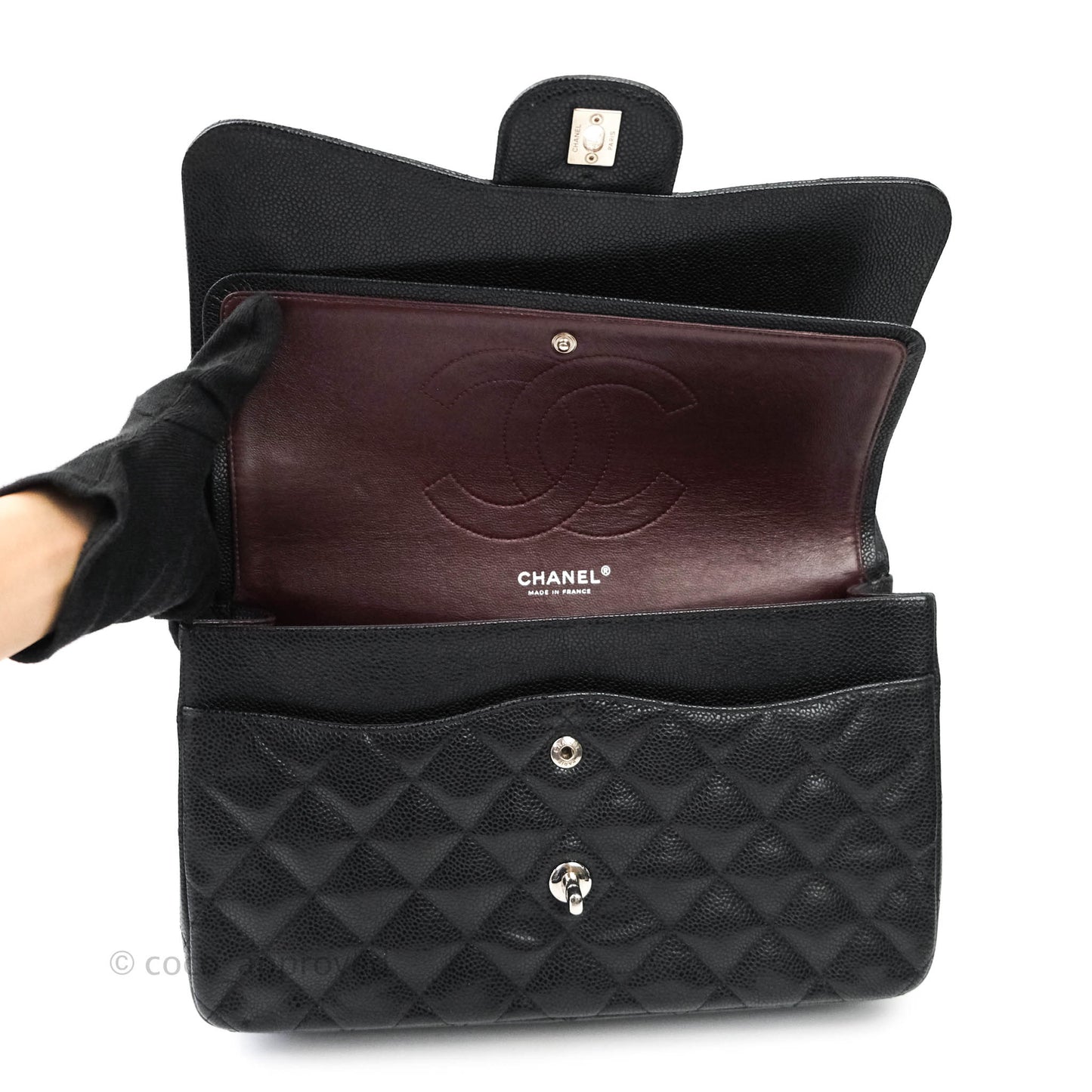Chanel Jumbo Double Flap Black Caviar Silver Hardware⁣⁣