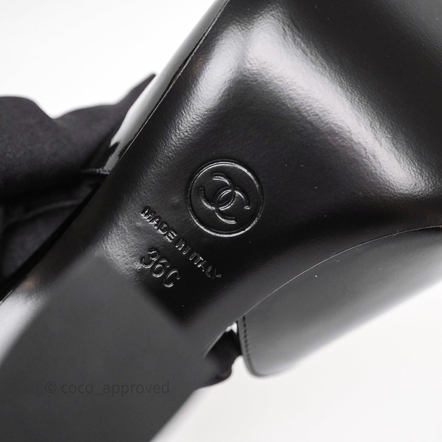 Chanel CC Heels Black Patent Size 36