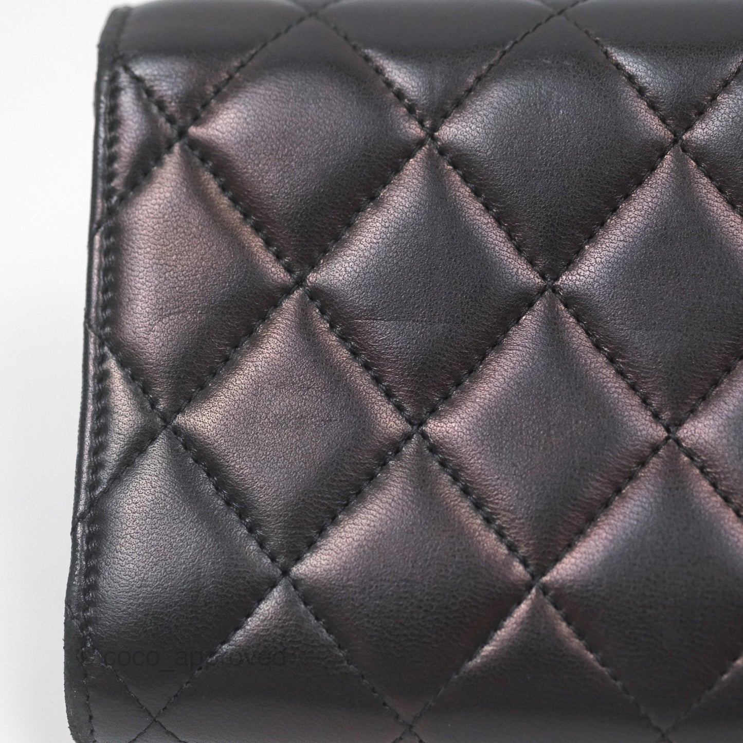 Chanel Quilted Classic Zip Long Wallet Black Lambskin Silver Hardware