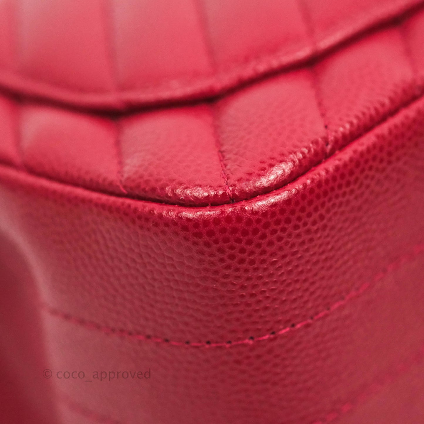 Chanel Mini Square Chevron Rosy Red Caviar Gold Hardware 18B