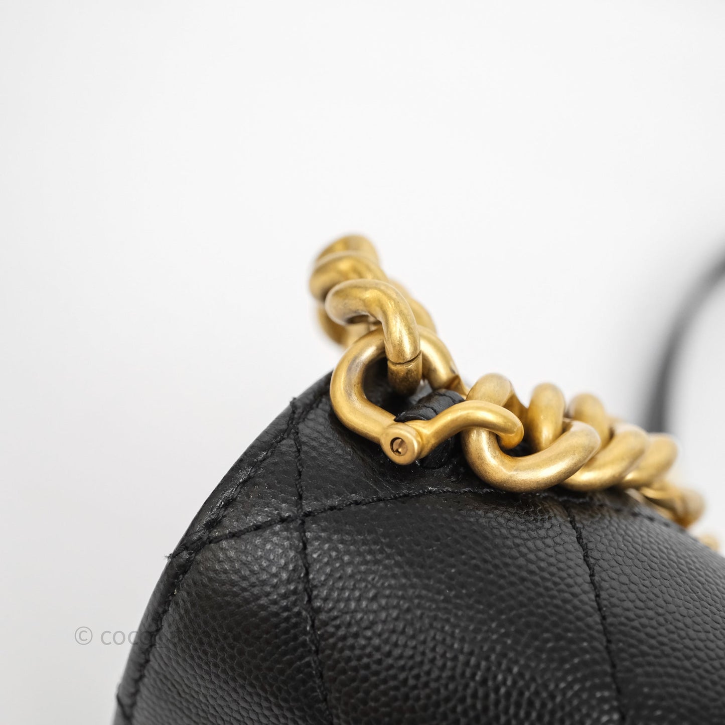 Chanel Mini Bracelet On Chain Flap Bag Flat Quilted Black Caviar Aged Gold Hardware
