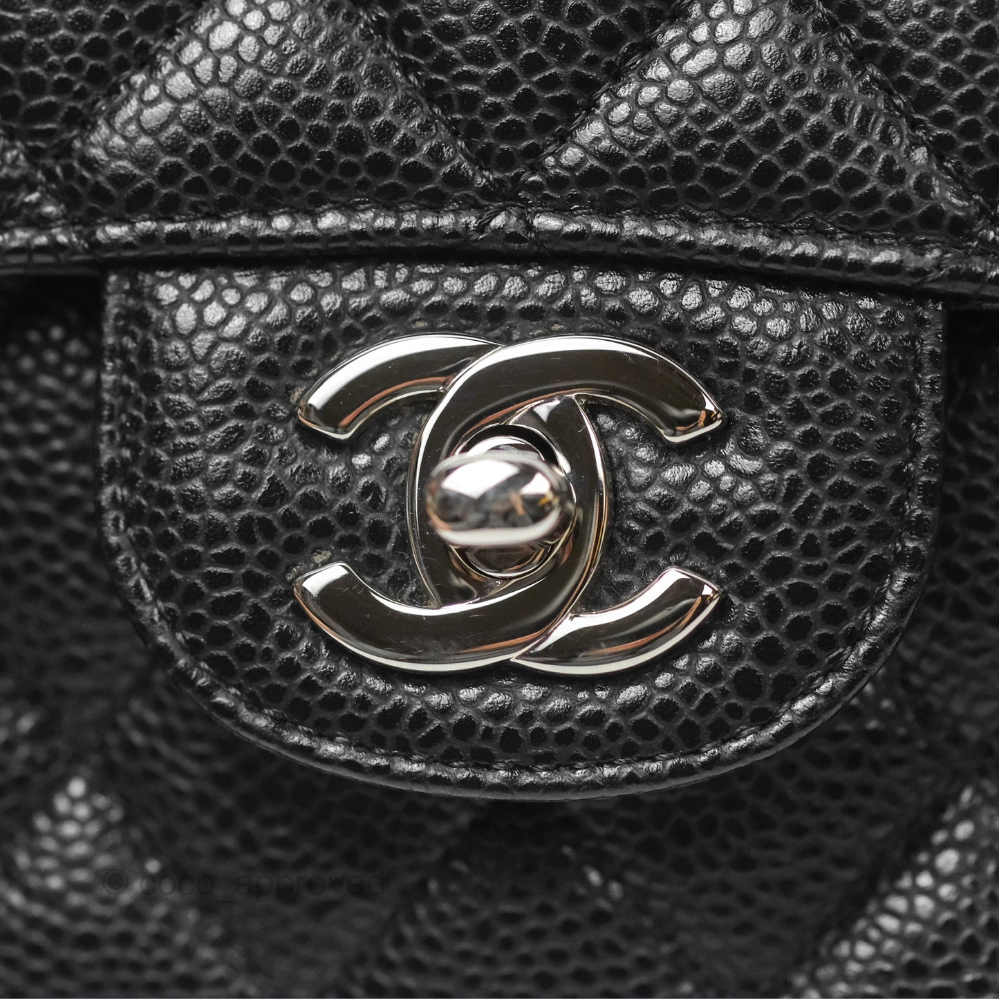 Chanel Classic M/L Medium Flap Quilted Black Caviar Silver Hardware
