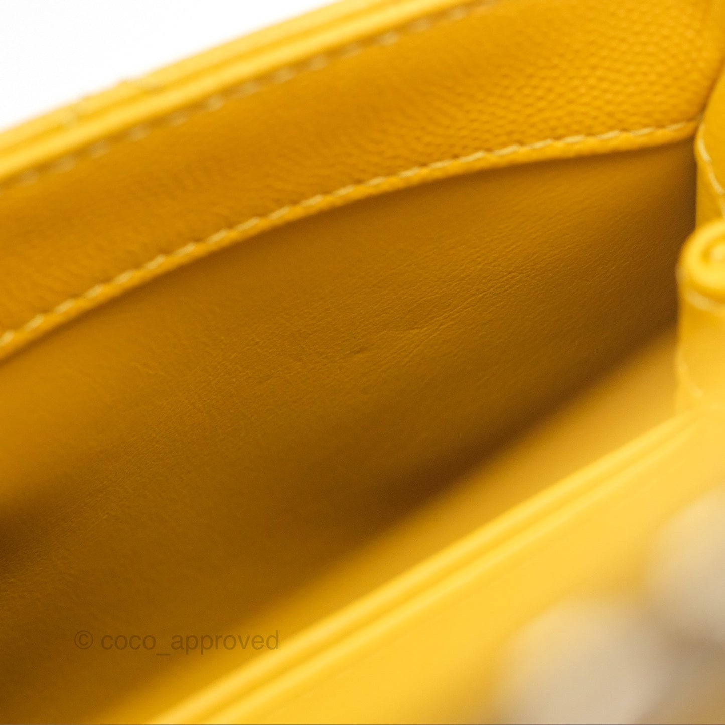 Chanel Small Coco Handle Mustard Yellow Caviar Gold Hardware