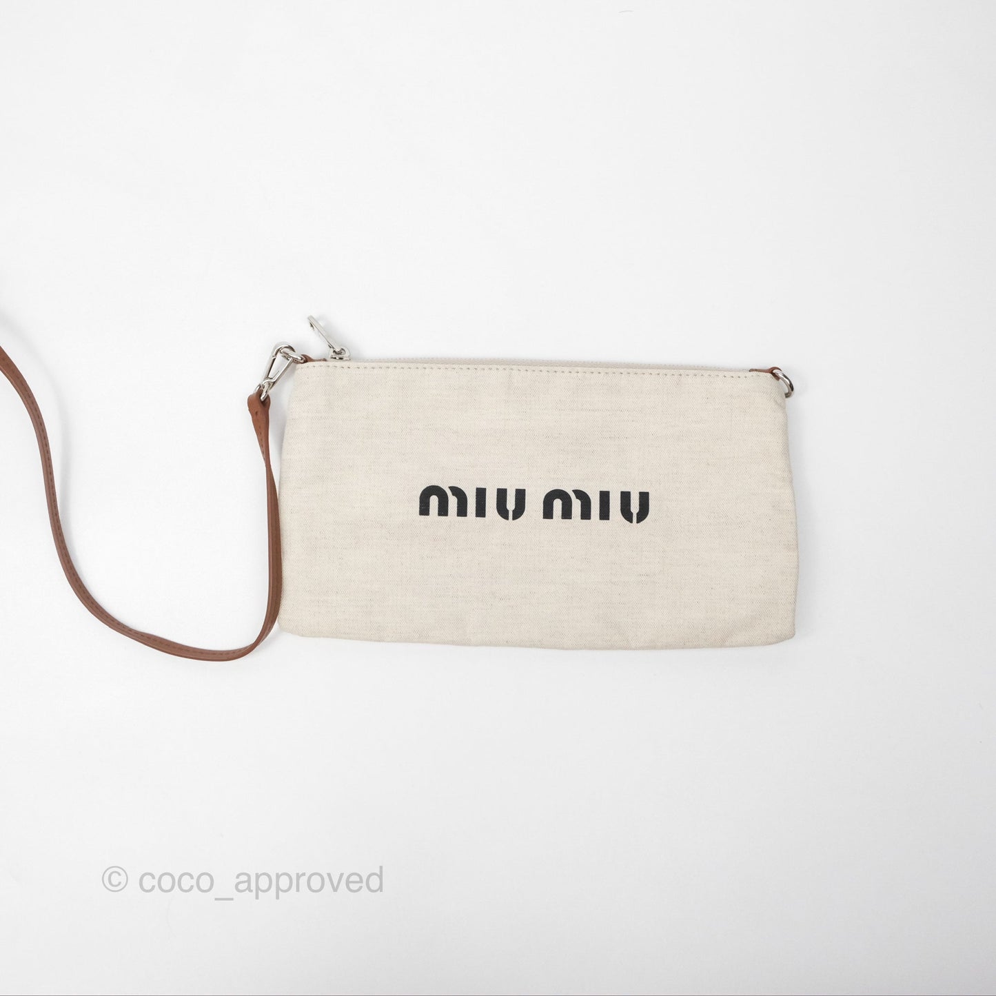 Miu Miu Woven Fabric Tote Bag Natural