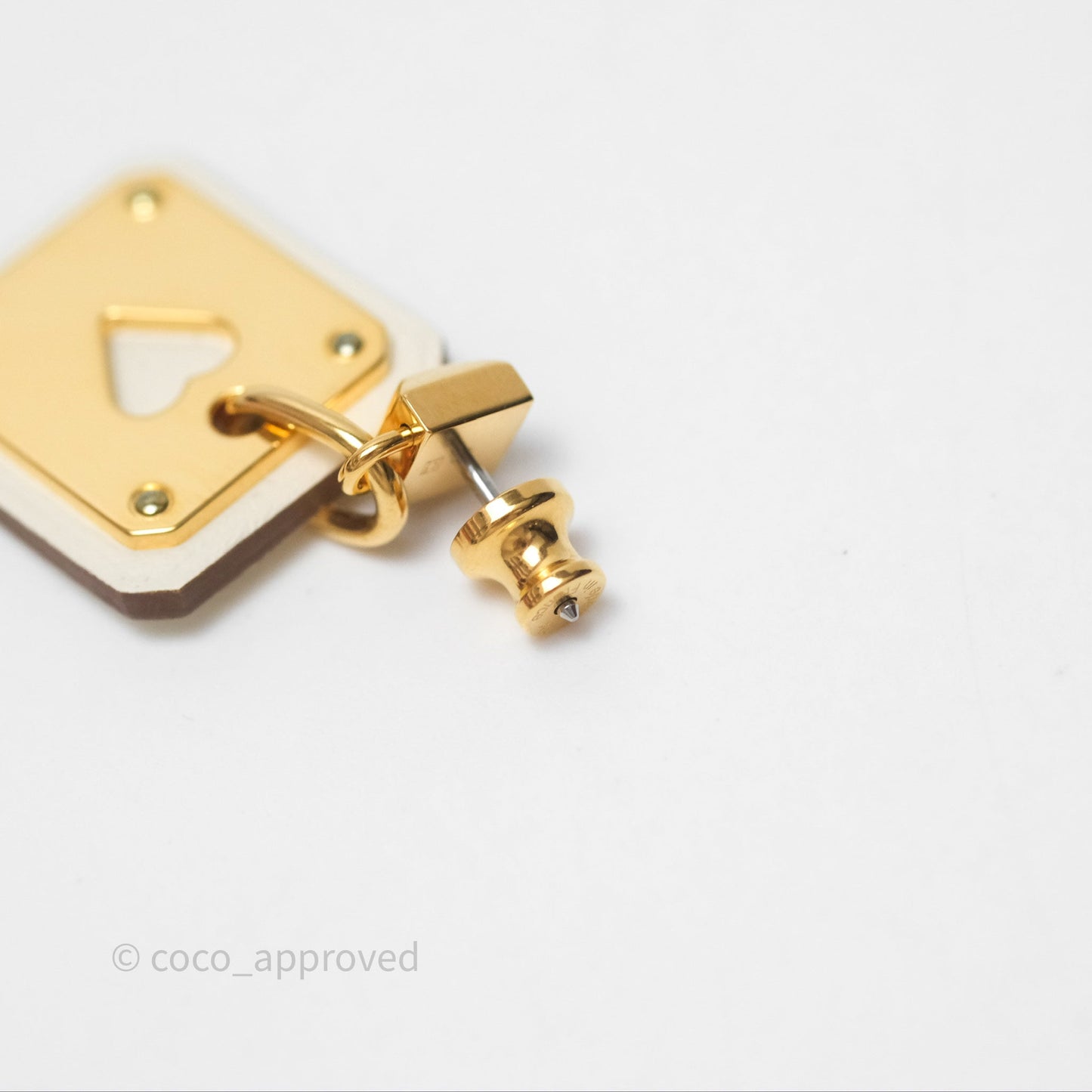 Hermès As De Coeur Drop Earrings Nata Swift Gold Hardware