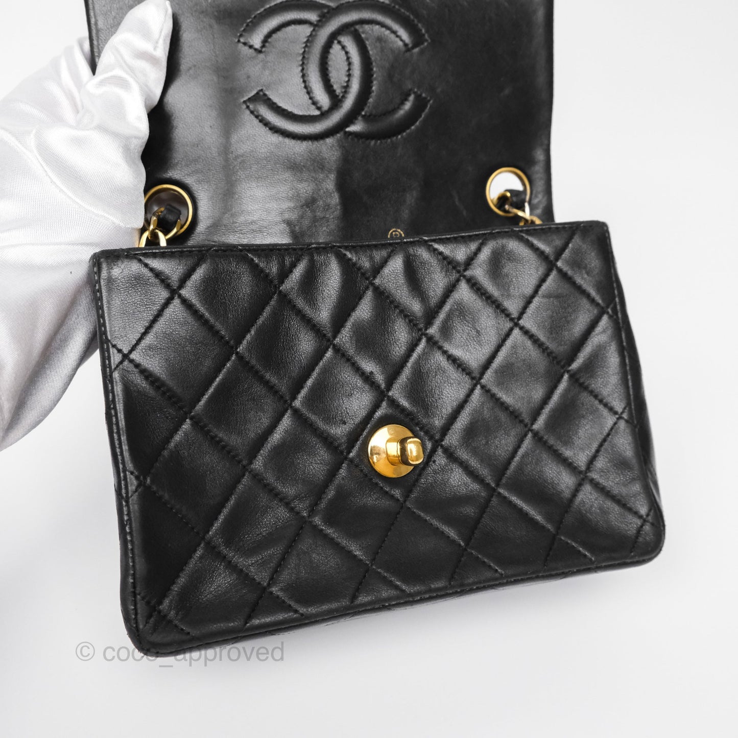 Chanel Vintage Mini Square Black Lambskin 24K Gold Hardware
