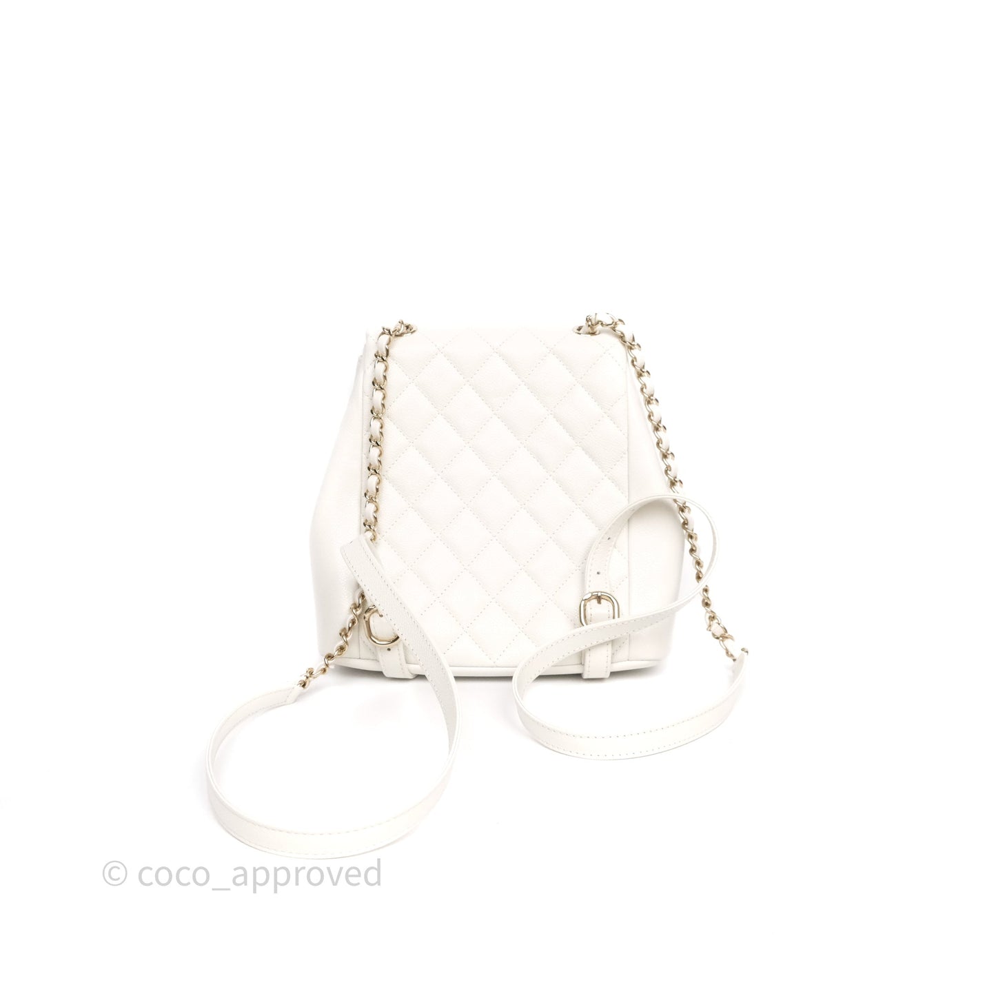 Chanel Duma Backpack Medium White Caviar Gold Hardware