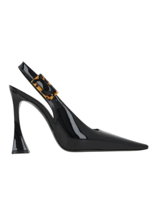 Luxury Saint Laurent Dune Patent Leather Slingback Heels Black