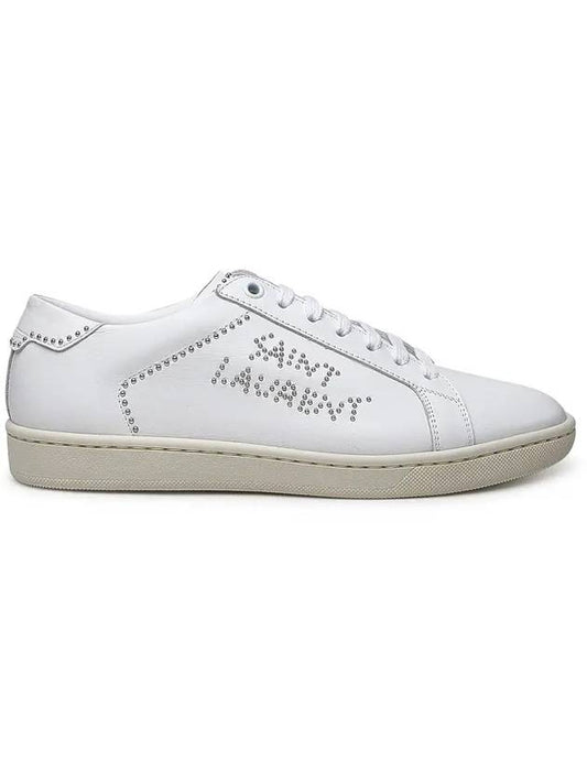 Luxury Saint Laurent Women's SL 08 Smooth Leather Low Top Sneakers Blanc Optic