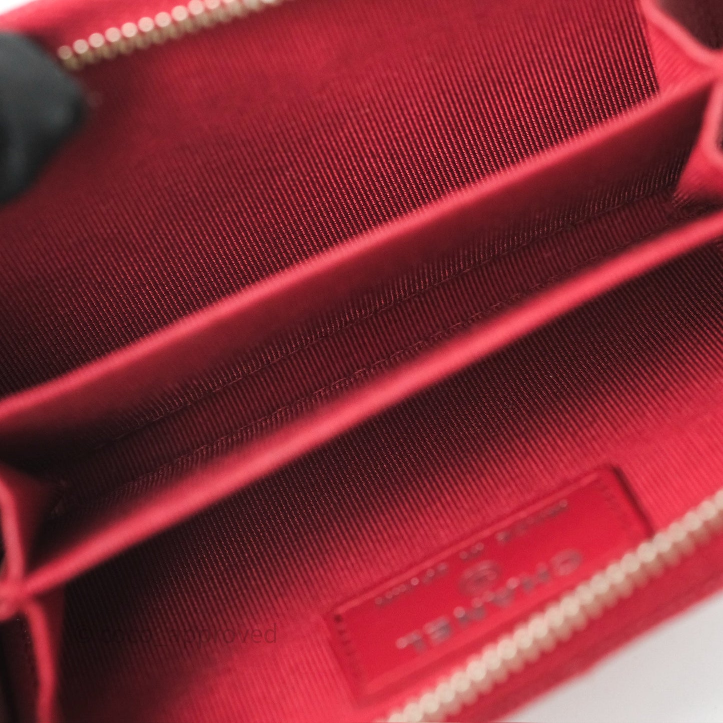 Chanel Classic Zipped Coin Purse Red Caviar Silver Hardware