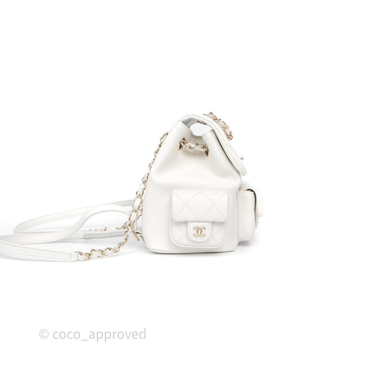 Chanel Duma Backpack White Caviar Gold Hardware 23K