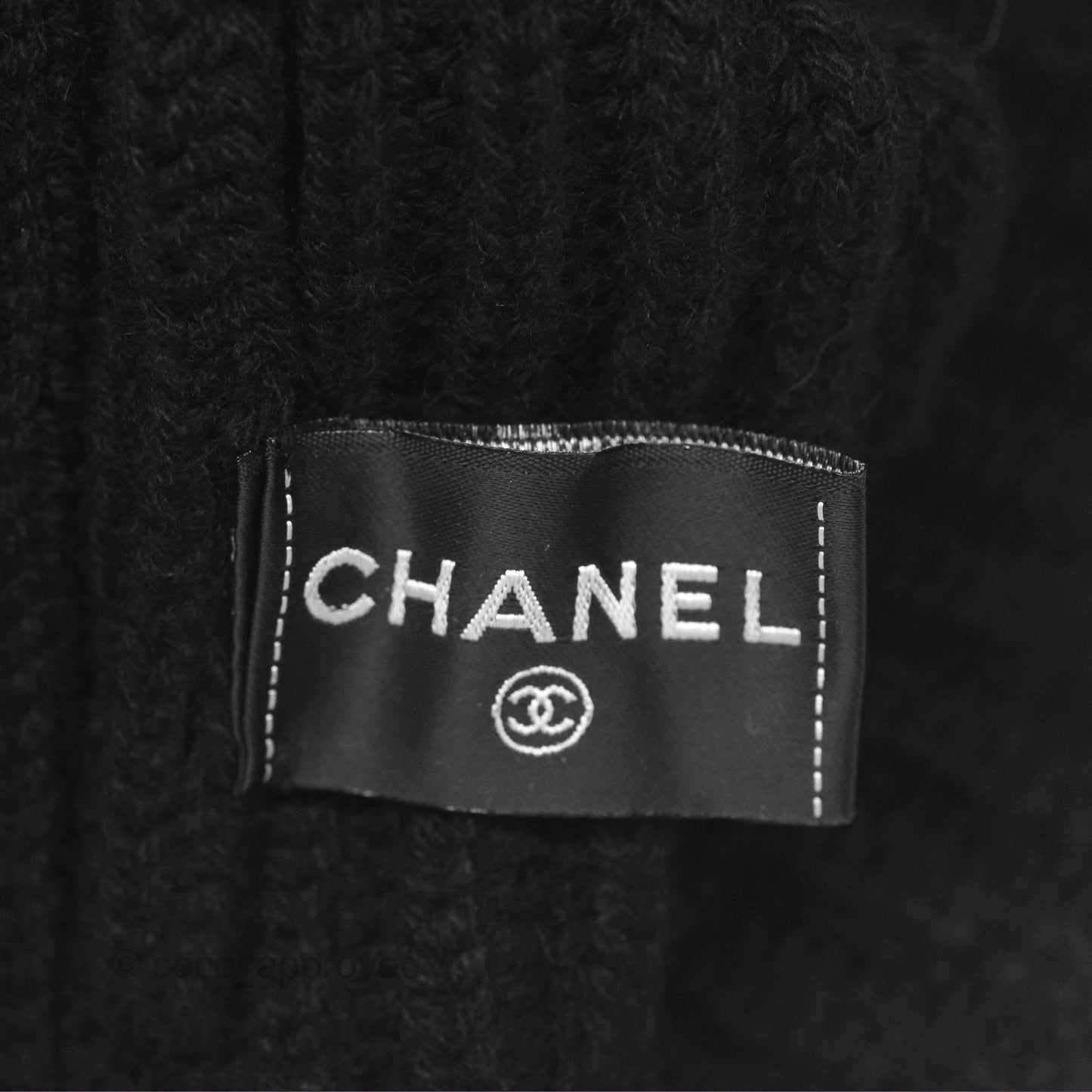 Chanel Sequin Logo Cashmere Beanie Black