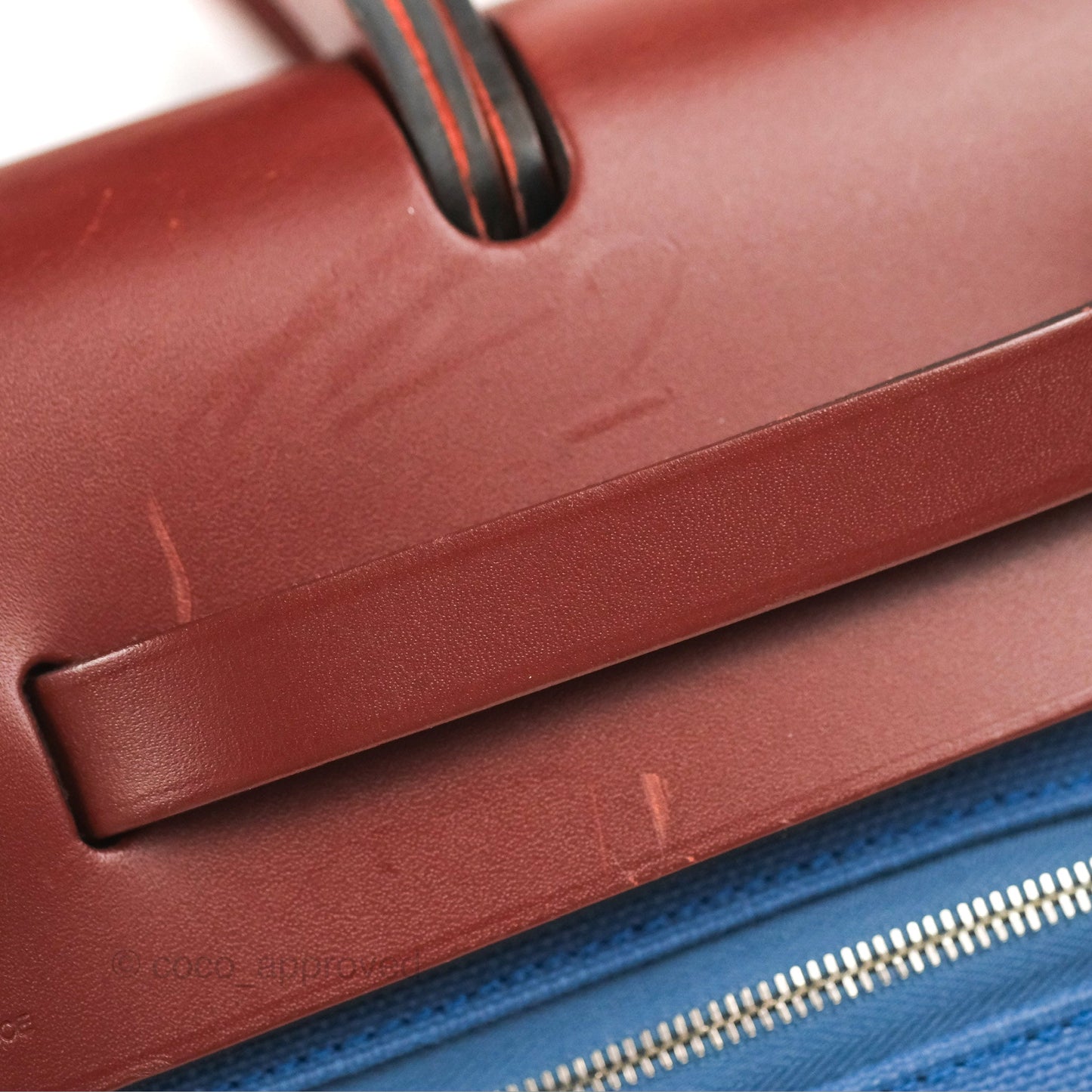 Hermès Herbag Zip 31 Rouge H/Bleu Agate Canvas Palladium Hardware