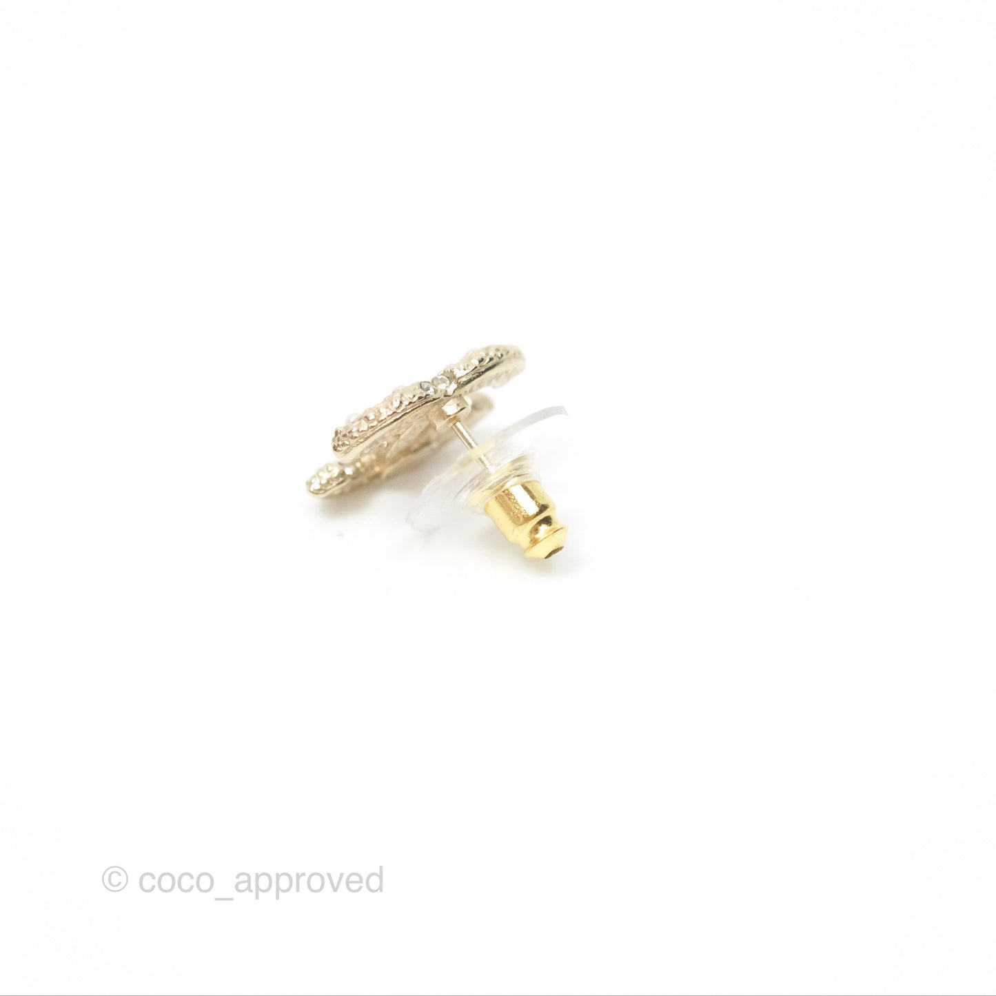 Chanel Pearl CC Earrings Gold Tone 23V