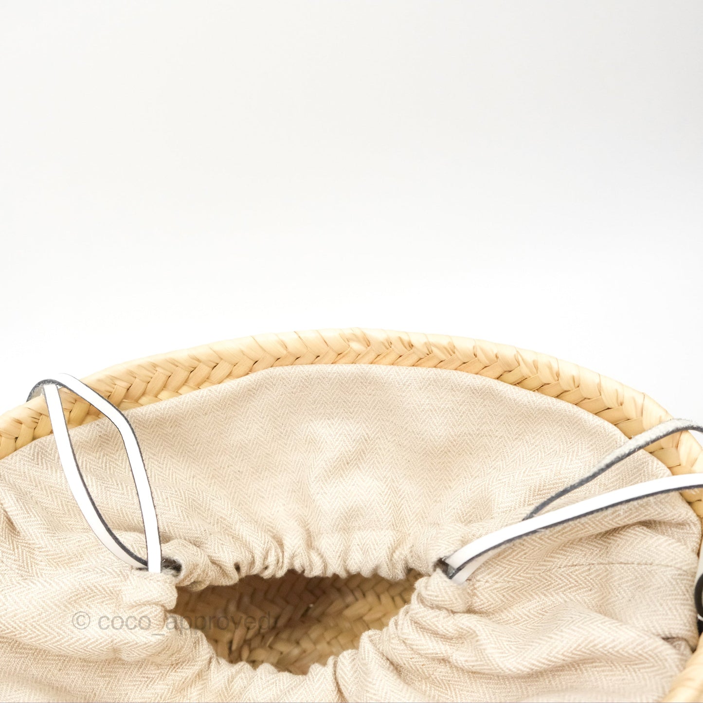 Loewe x Paula's Ibiza Anagram Woven Drawstring Bucket Bag White Natural