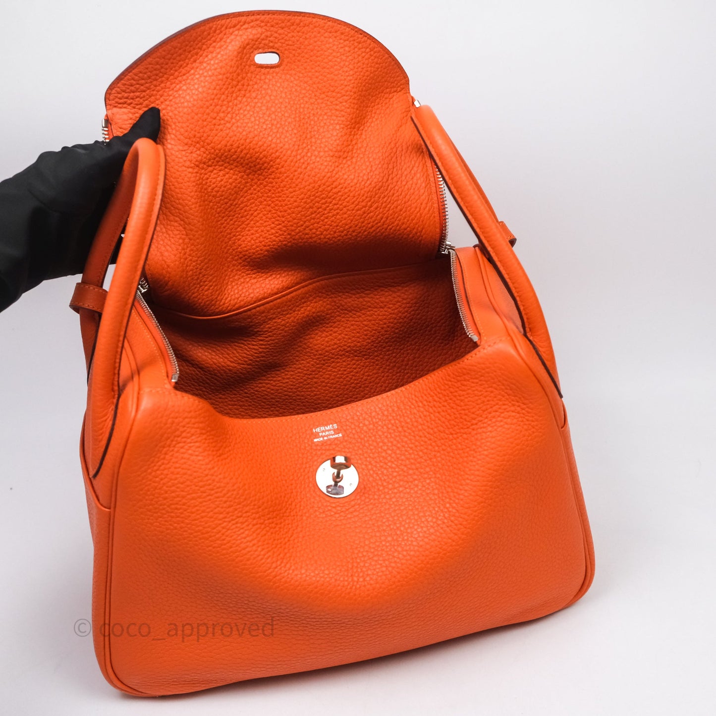 Hermès Lindy 30 Orange 93 Clemence Palladium Hardware