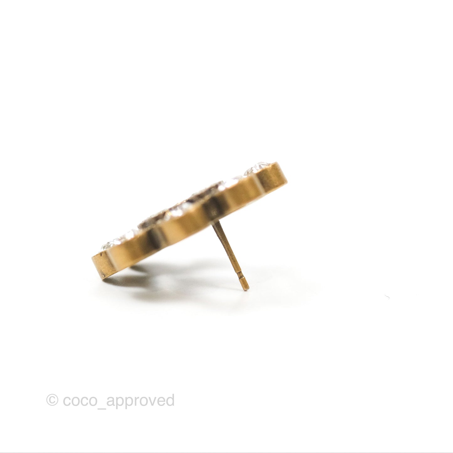 Chanel Crystal CC Earrings Antique Gold Tone 20S