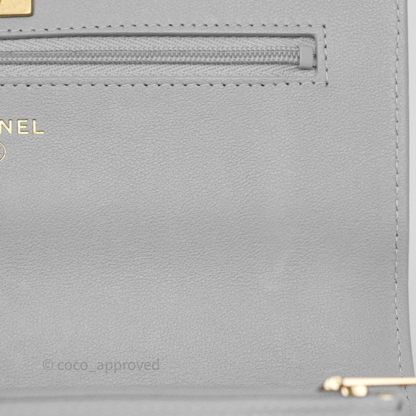 Chanel Heart Adjustable Chain WOC Grey Caviar Aged Gold Hardware