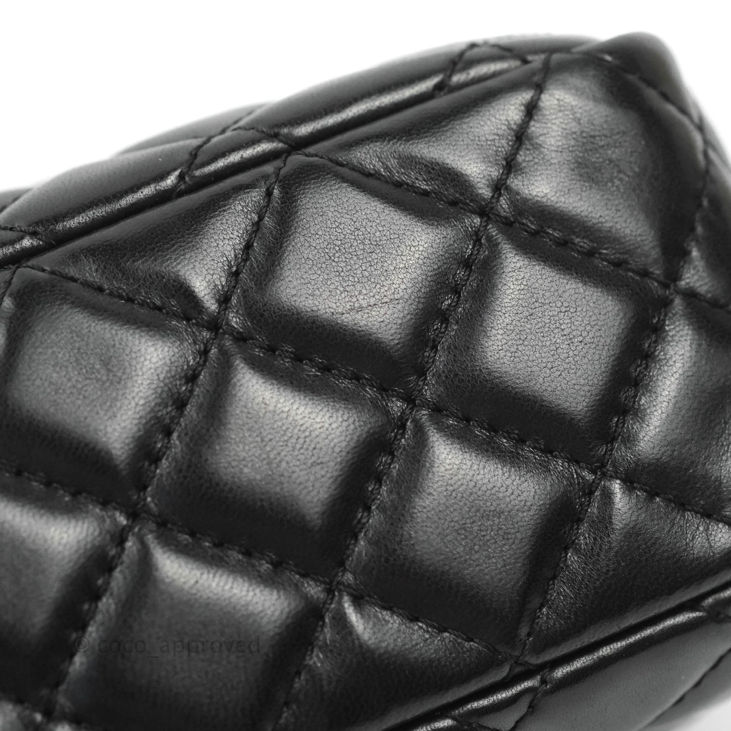 Chanel Quilted Camera Case Bag Black Lambskin Silver Hardware
