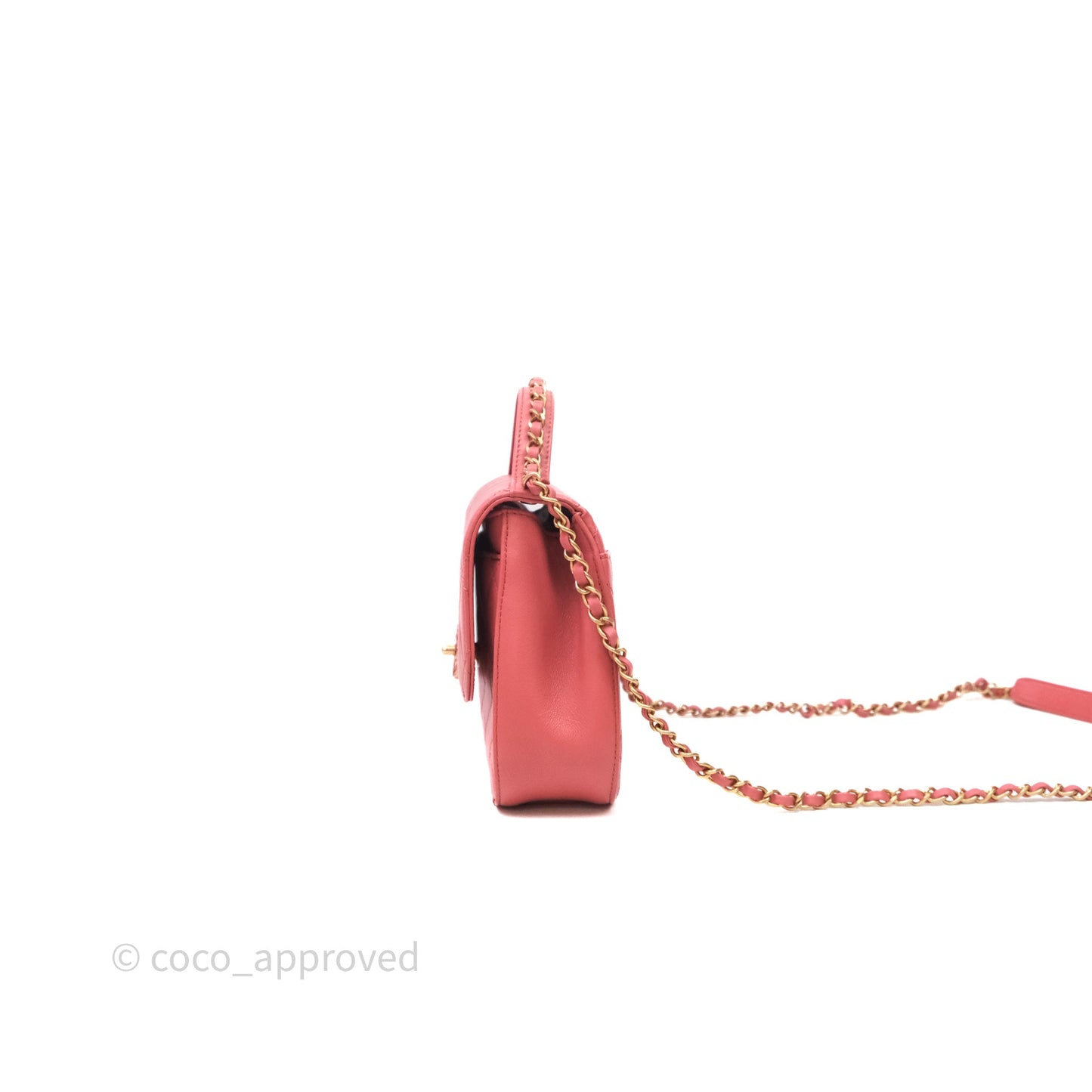 Chanel Quilted Chain Infinity Handle Bag Pink Lambskin Aged Gold Hardware