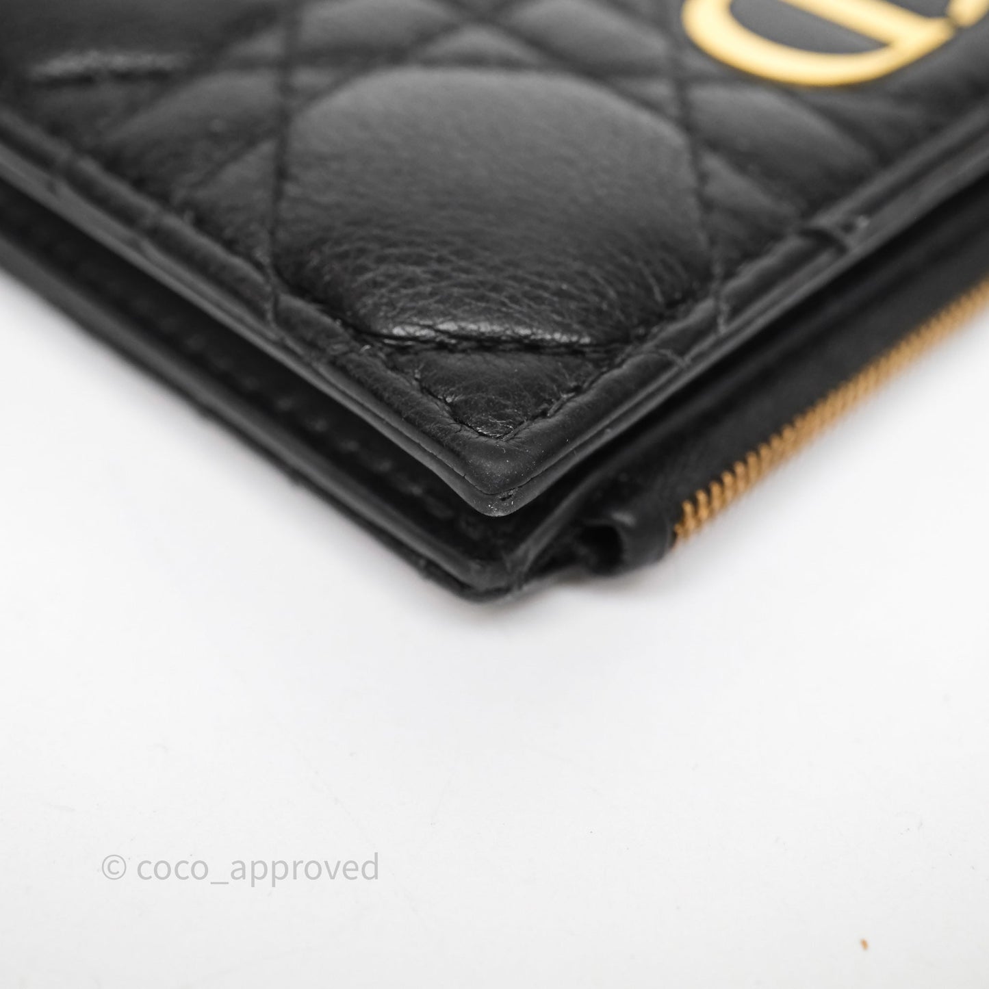Christian Dior Caro Dahlia Wallet Black Calfskin Gold Hardware