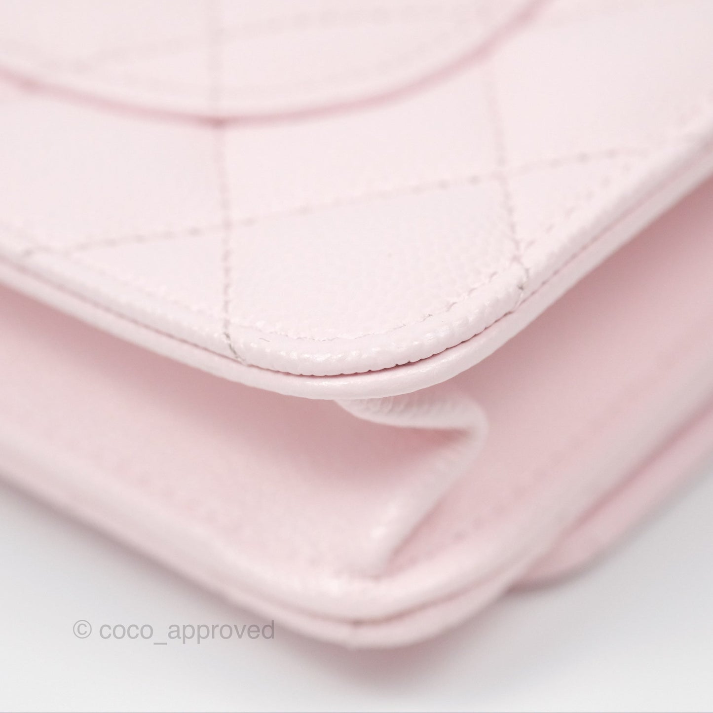 Chanel Classic Quilted Wallet On Chain WOC Sakura Pink Caviar Gold Hardware