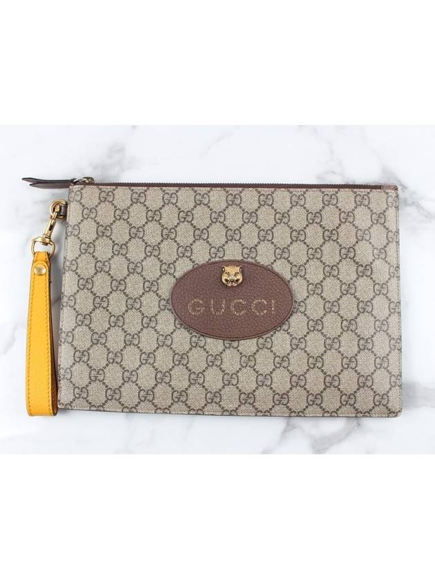 Luxury Gucci Trending 2025 GG Supreme Jaguar gold clutch bag