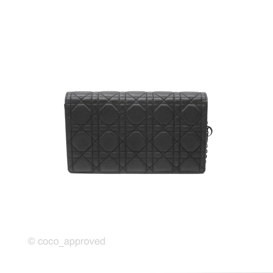 Christian Dior Lady Dior Small Clutch with Chain Lambskin So Black