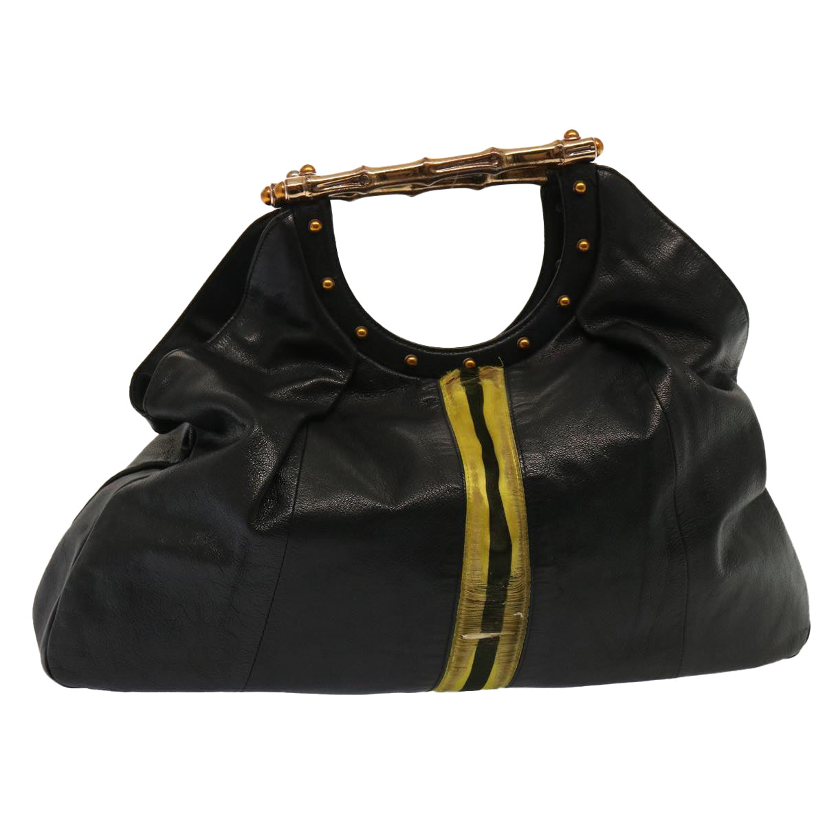 Luxury Gucci Trending 2025 Hand Bag Leather Black Yellow 128989  73119