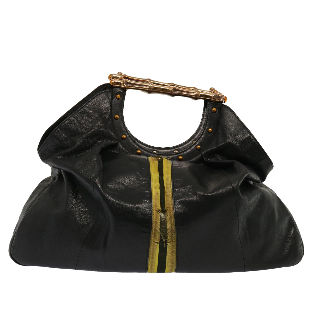 Luxury Gucci Trending 2025 Hand Bag Leather Black Yellow 128989  73119